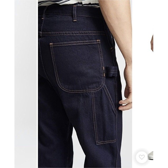 APC Job Trousers Jeans Contrast Men's 30 Dark Blue Denim Cargo Carpenter - Picture 7 of 7